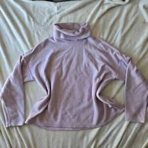 Aerie Women’s Small Side‑Ruched Knit Sweater – Lavender – Flawed